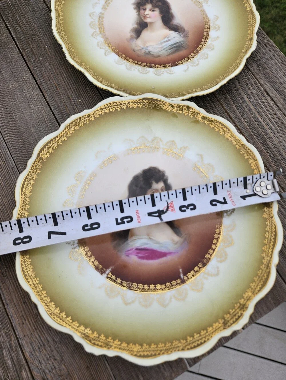 AUSTRIAN ELBOGEN PORTRAIT PLATES Antique Vienna Porcelain Cabinet Wall Art Set